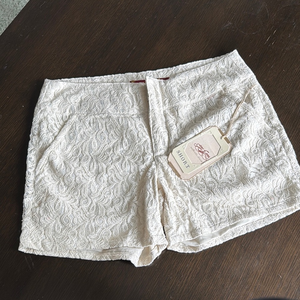 High Waist Cream Lace Summer Shorts